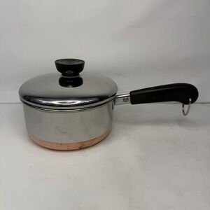 Vintage Revere Ware 1 Quart 00-h Sauce Pan Pot Copper Bottom W/ Lid Indonesia‎